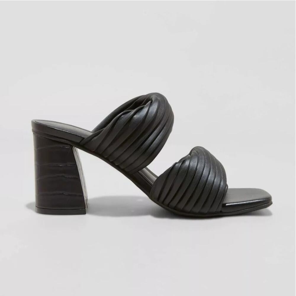 NEW A New Day Women's Jessa Mule Heels Slide Open Toe Sandals - Black Size 6.5 - Picture 2 of 8